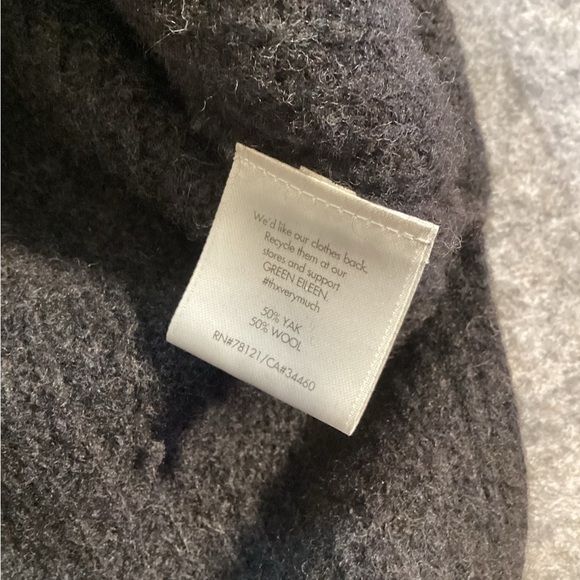 Eileen Fisher Yak & Wool Italian Yarn Cowl Neck Sweater, Medium Charcoal Grey - Picture 5 of 12